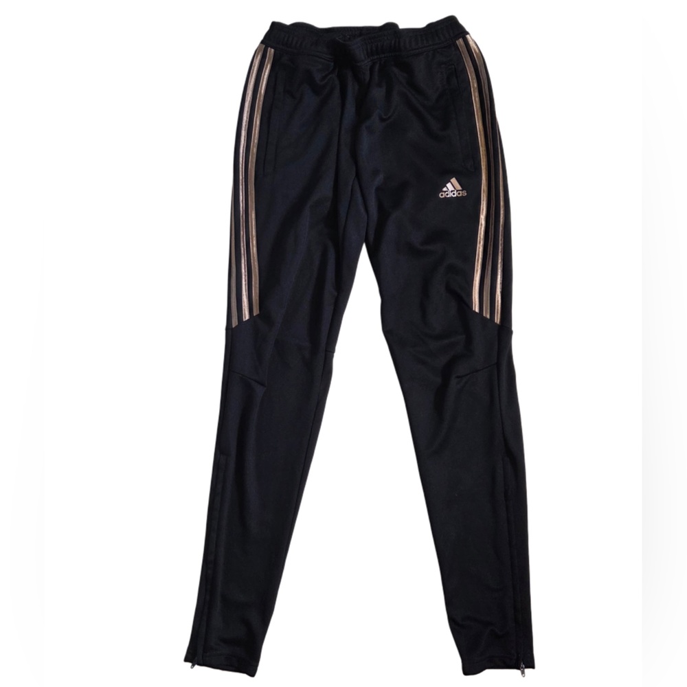 Adidas Black Joggers with Gold Stripes